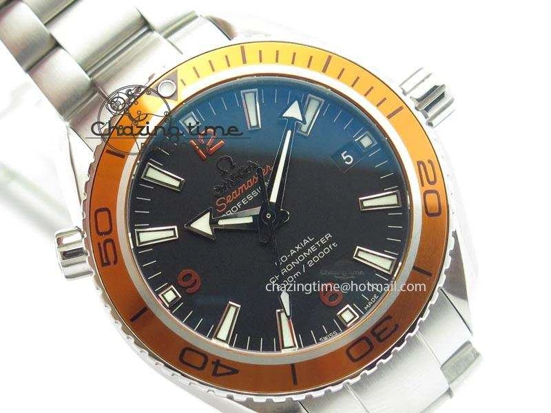 FlexibleFit Planet Ocean SS Bp Maker 45mm Orange Bezel On SS Bracelet A 8216