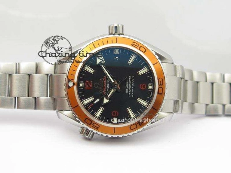 FlexibleFit Planet Ocean SS Bp Maker 45mm Orange Bezel On SS Bracelet A 8216