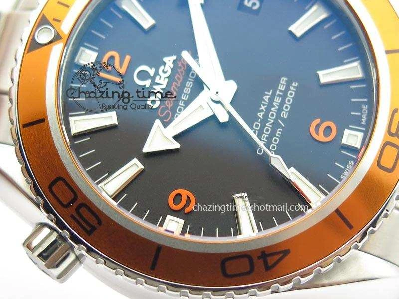 FlexibleFit Planet Ocean SS Bp Maker 45mm Orange Bezel On SS Bracelet A 8216