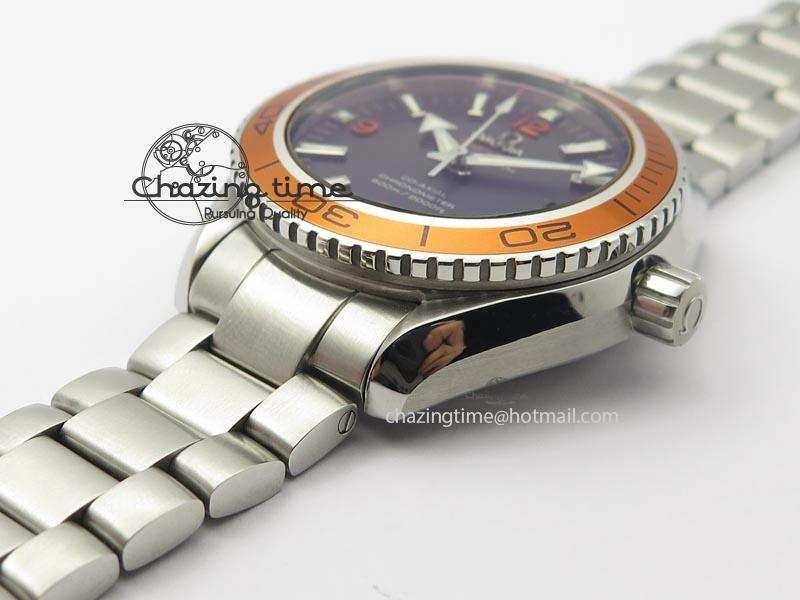 FlexibleFit Planet Ocean SS Bp Maker 45mm Orange Bezel On SS Bracelet A 8216