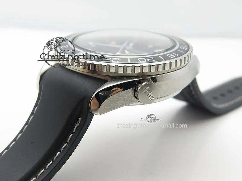 OnTrend Planet Ocean SS GMT Black Dial Silver Markers On Black Rubber Strap A 8256