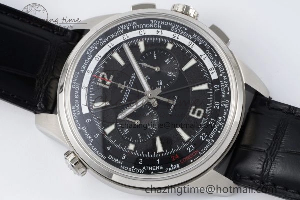Polaris Chrono SS HKF Best Edition Black Dial on Black Leather Strap A752A Sporty 7428