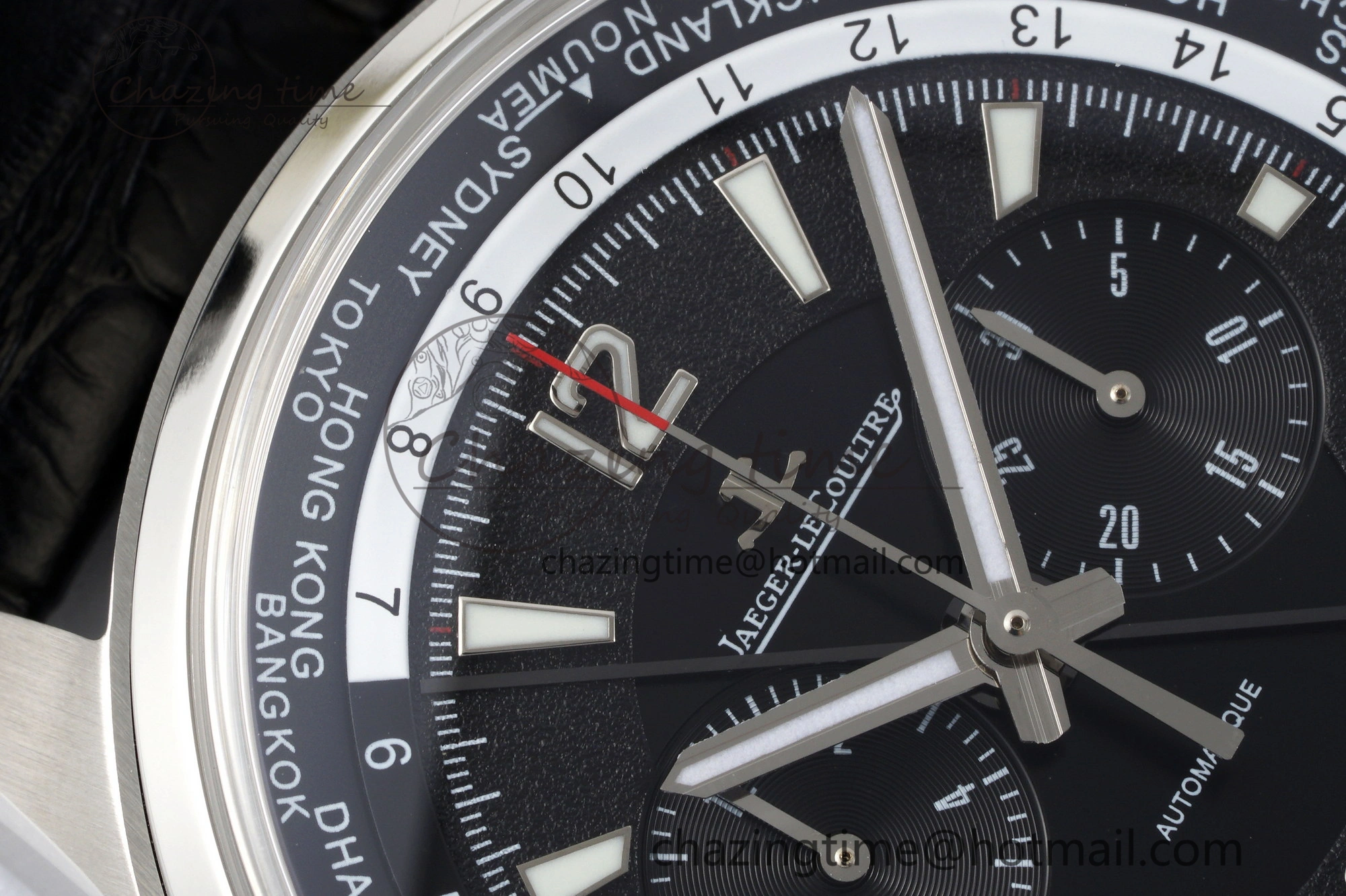 Polaris Chrono SS HKF Best Edition Black Dial on Black Leather Strap A752A Sporty 7428