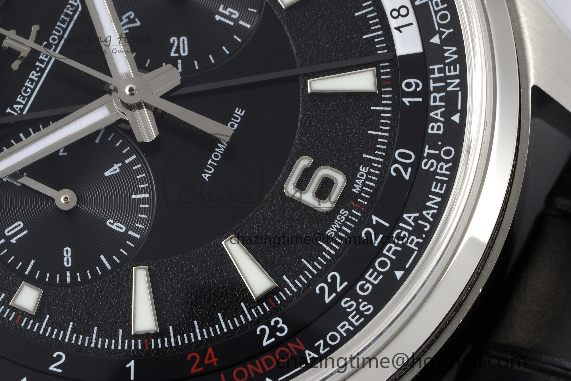 Polaris Chrono SS HKF Best Edition Black Dial on Black Leather Strap A752A Sporty 7428