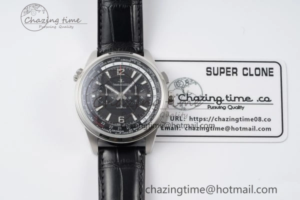 Polaris Chrono SS HKF Best Edition Black Dial on Black Leather Strap A752A Sporty 7428