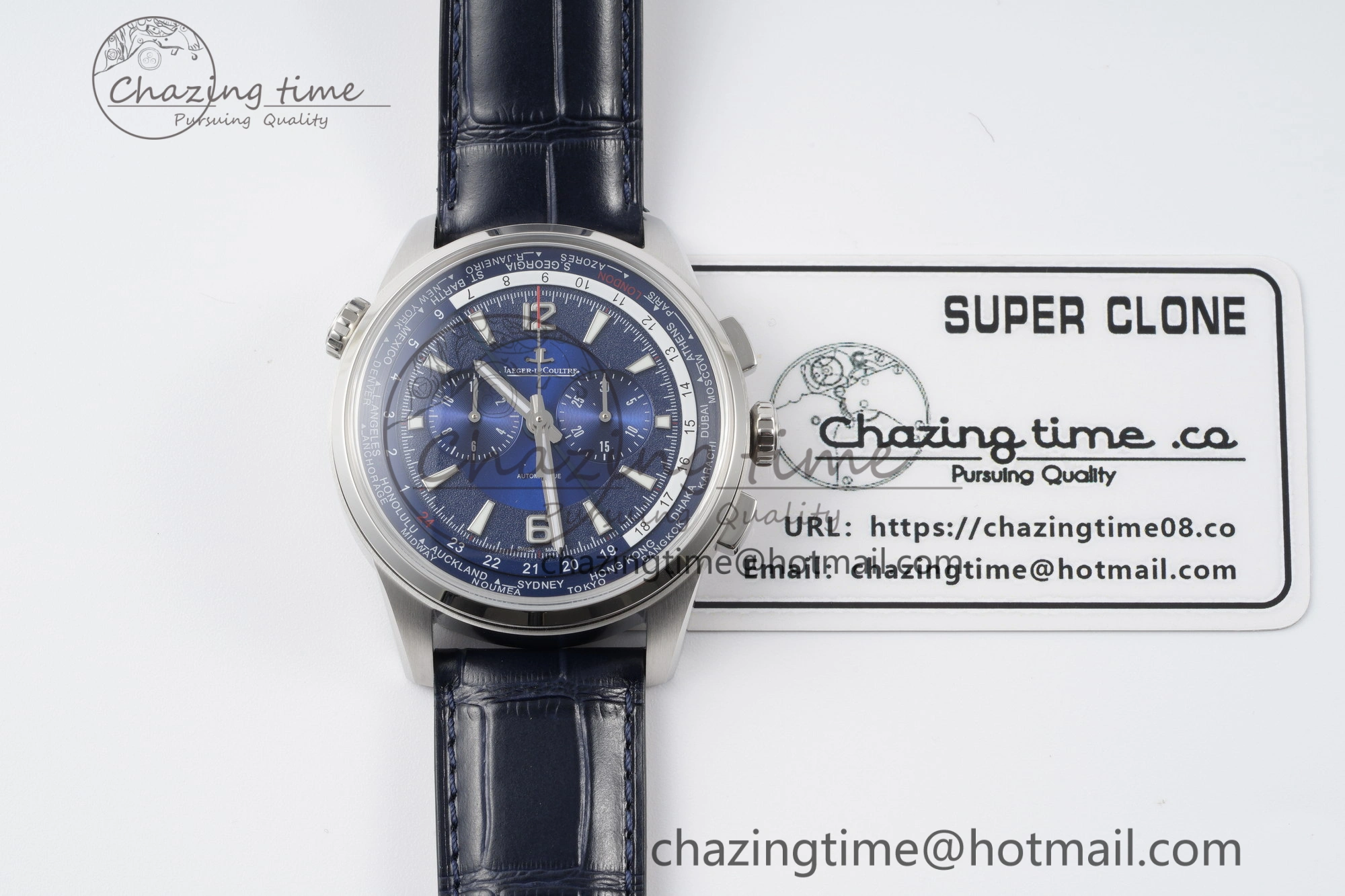 MultiPurpose Polaris Chrono SS HKF Best Edition Blue Dial on Blue Leather Strap A752A 7427