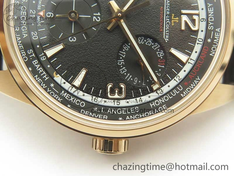 QuickDry Polaris Geographic WT RG Black Textured Dial on Black Leather Strap A 7470