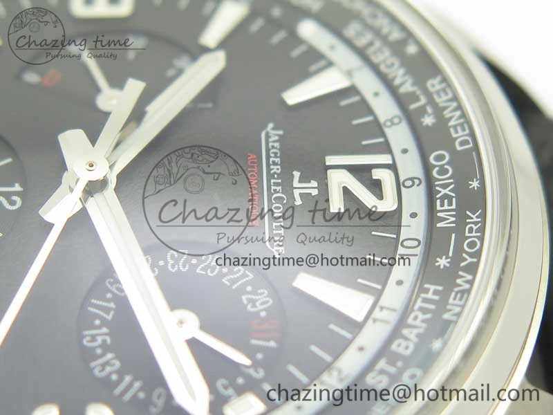 StreetReady Polaris Geographic WT SS Black Textured Dial on Black Leather Strap A 7469