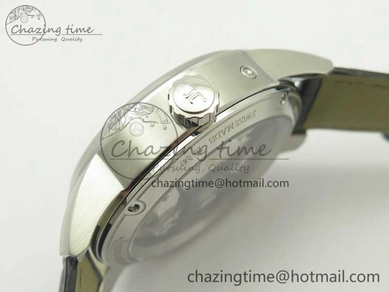 SmoothTexture Polaris Geographic WT SS Blue Textured Dial on Black Leather Strap A 7467