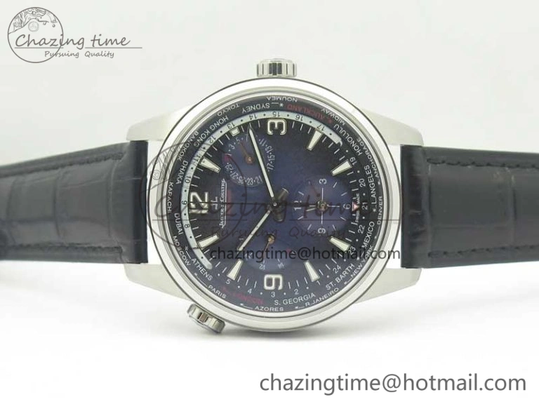 SmoothTexture Polaris Geographic WT SS Blue Textured Dial on Black Leather Strap A 7467