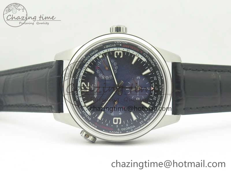 SmoothTexture Polaris Geographic WT SS Blue Textured Dial on Black Leather Strap A 7467