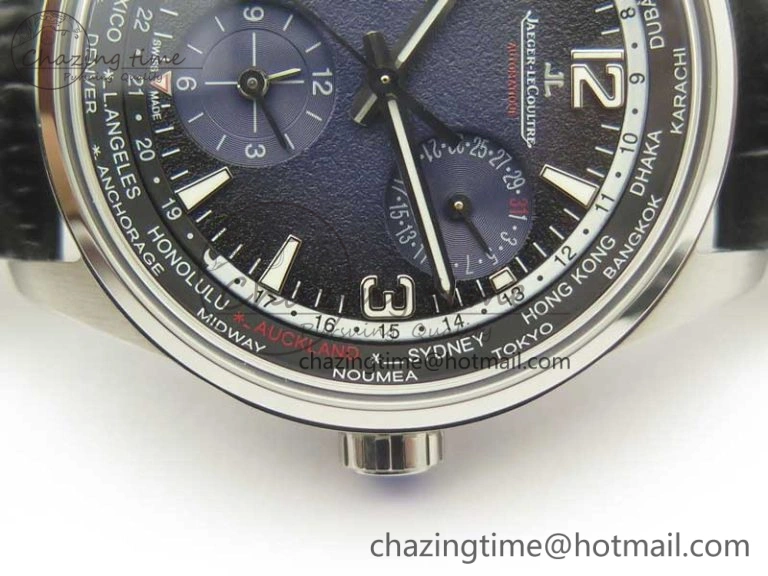 SmoothTexture Polaris Geographic WT SS Blue Textured Dial on Black Leather Strap A 7467