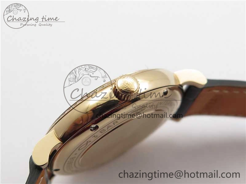 Portofino 37mm RG V7F 1:1 Best Edition Gray Dial Diamonds Bezel on Black Leather Strap A Minimalist 7089