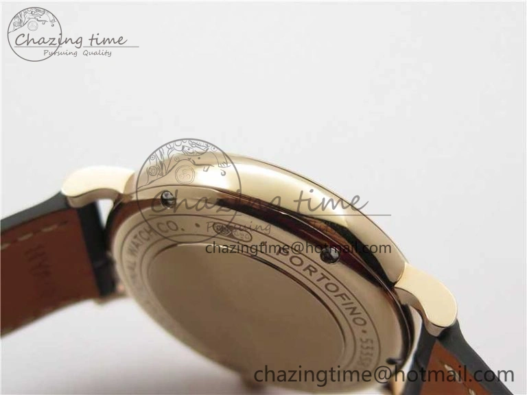 Portofino 37mm RG V7F 1:1 Best Edition Gray Dial Diamonds Bezel on Black Leather Strap A Minimalist 7089
