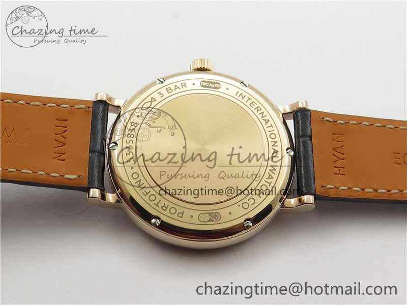 Portofino 37mm RG V7F 1:1 Best Edition Gray Dial Diamonds Bezel on Black Leather Strap A Minimalist 7089