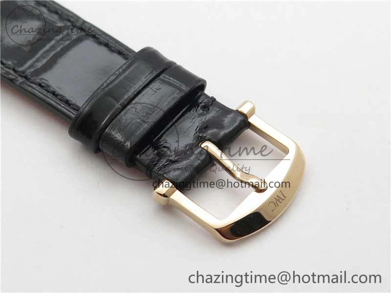 Portofino 37mm RG V7F 1:1 Best Edition Gray Dial Diamonds Bezel on Black Leather Strap A Minimalist 7089