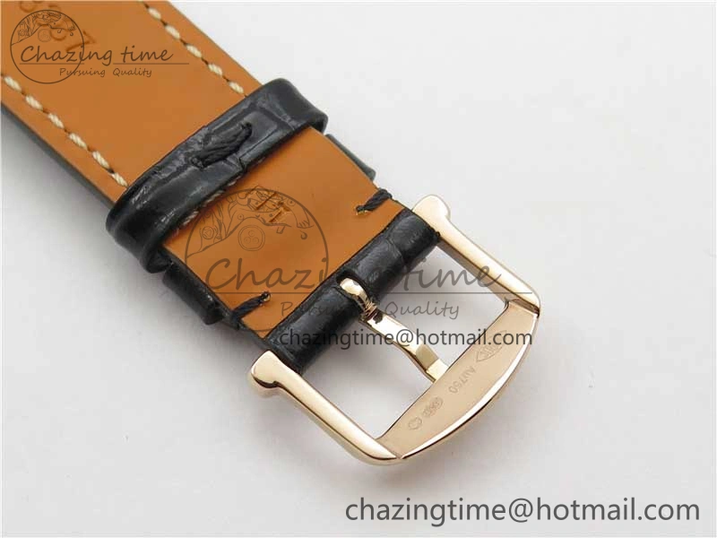 Portofino 37mm RG V7F 1:1 Best Edition Gray Dial Diamonds Bezel on Black Leather Strap A Minimalist 7089
