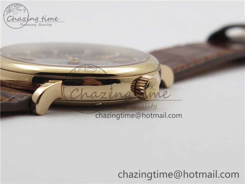 Compact Portofino 37mm RG V7F 1:1 Best Edition Gray Dial on Deep Brown Leather Strap A 7090