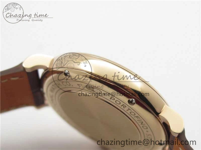 Compact Portofino 37mm RG V7F 1:1 Best Edition Gray Dial on Deep Brown Leather Strap A 7090