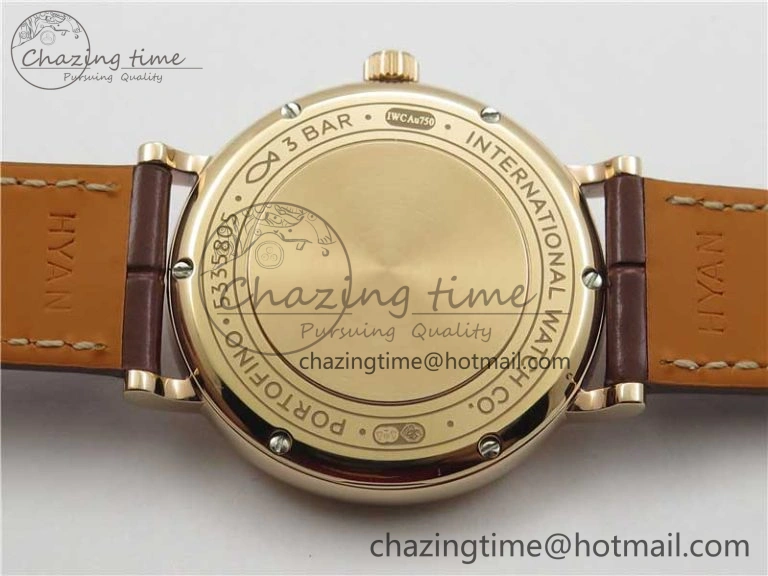Compact Portofino 37mm RG V7F 1:1 Best Edition Gray Dial on Deep Brown Leather Strap A 7090