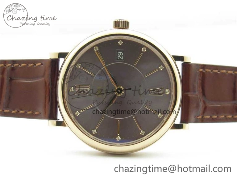 Compact Portofino 37mm RG V7F 1:1 Best Edition Gray Dial on Deep Brown Leather Strap A 7090