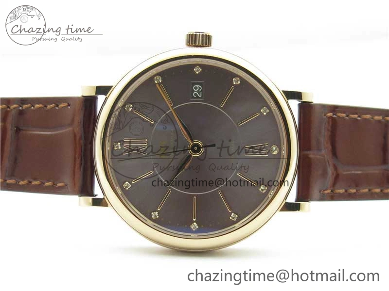 Compact Portofino 37mm RG V7F 1:1 Best Edition Gray Dial on Deep Brown Leather Strap A 7090