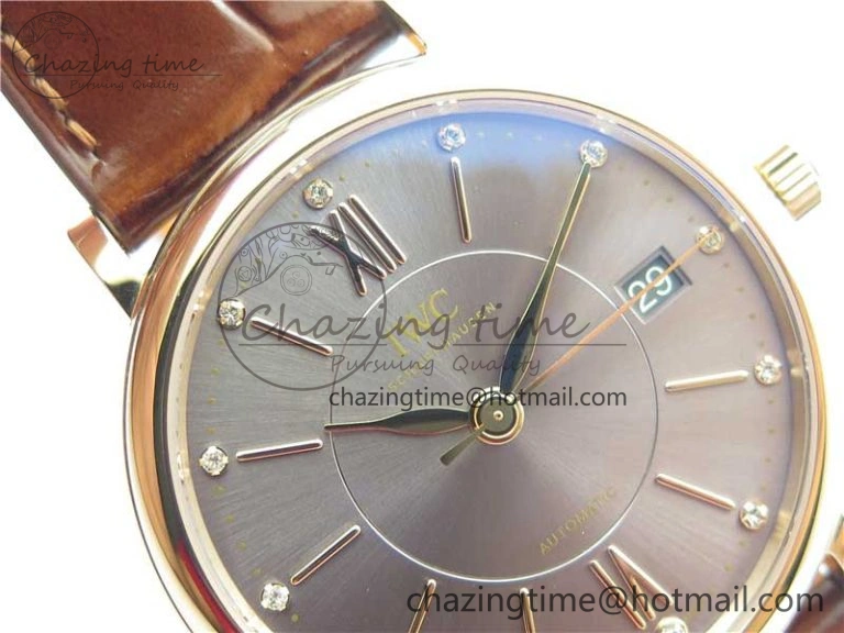 Compact Portofino 37mm RG V7F 1:1 Best Edition Gray Dial on Deep Brown Leather Strap A 7090