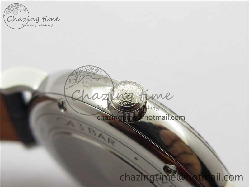 Soft Portofino 37mm SS V7F 1:1 Best Edition Blue Dial Diamonds Bezel on Blue Leather Strap A 10441