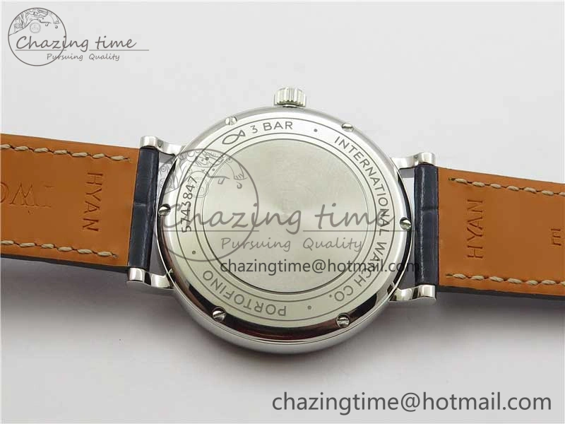 Soft Portofino 37mm SS V7F 1:1 Best Edition Blue Dial Diamonds Bezel on Blue Leather Strap A 10441