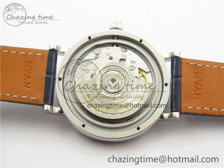 Soft Portofino 37mm SS V7F 1:1 Best Edition Blue Dial Diamonds Bezel on Blue Leather Strap A 10441