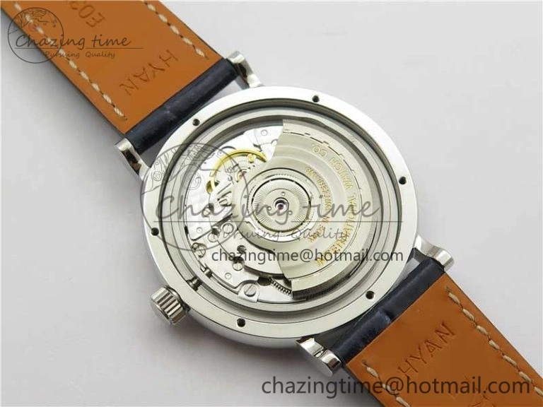 Soft Portofino 37mm SS V7F 1:1 Best Edition Blue Dial Diamonds Bezel on Blue Leather Strap A 10441