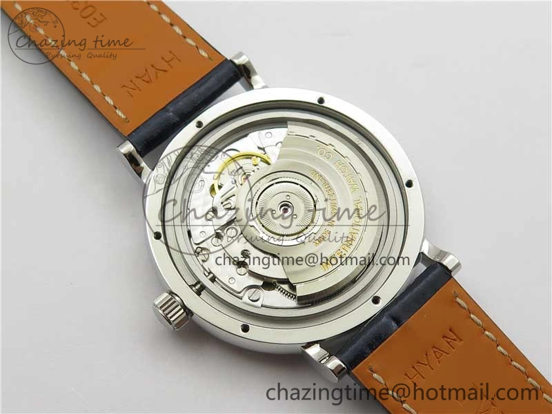 Soft Portofino 37mm SS V7F 1:1 Best Edition Blue Dial Diamonds Bezel on Blue Leather Strap A 10441