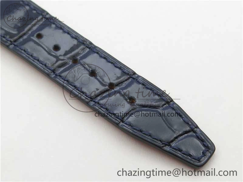 Soft Portofino 37mm SS V7F 1:1 Best Edition Blue Dial Diamonds Bezel on Blue Leather Strap A 10441