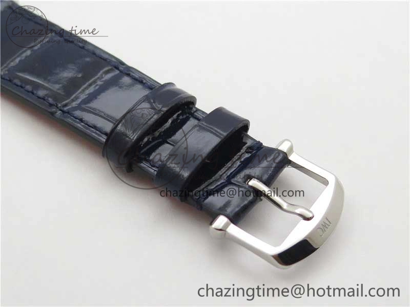 Soft Portofino 37mm SS V7F 1:1 Best Edition Blue Dial Diamonds Bezel on Blue Leather Strap A 10441