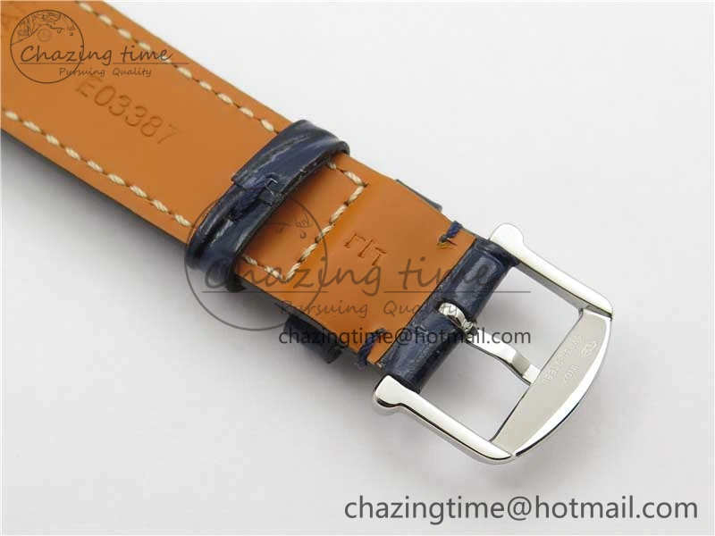 Soft Portofino 37mm SS V7F 1:1 Best Edition Blue Dial Diamonds Bezel on Blue Leather Strap A 10441