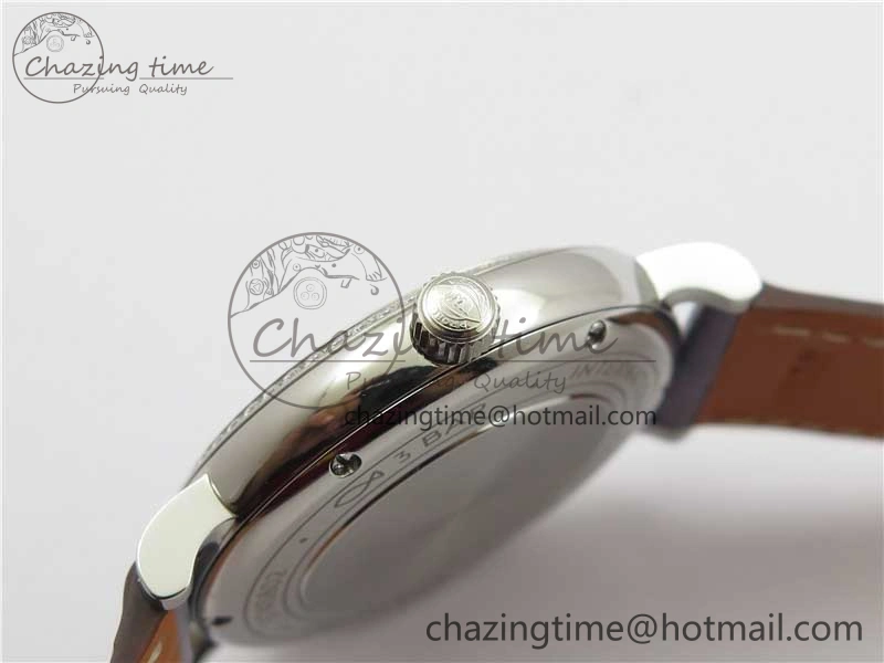ModernLook Portofino 37mm SS V7F 1:1 Best Edition Gray Dial Diamonds Bezel on Gray Leather Strap A 10442