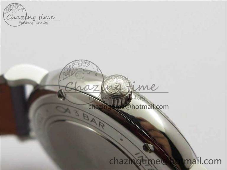 ModernLook Portofino 37mm SS V7F 1:1 Best Edition Gray Dial Diamonds Bezel on Gray Leather Strap A 10442