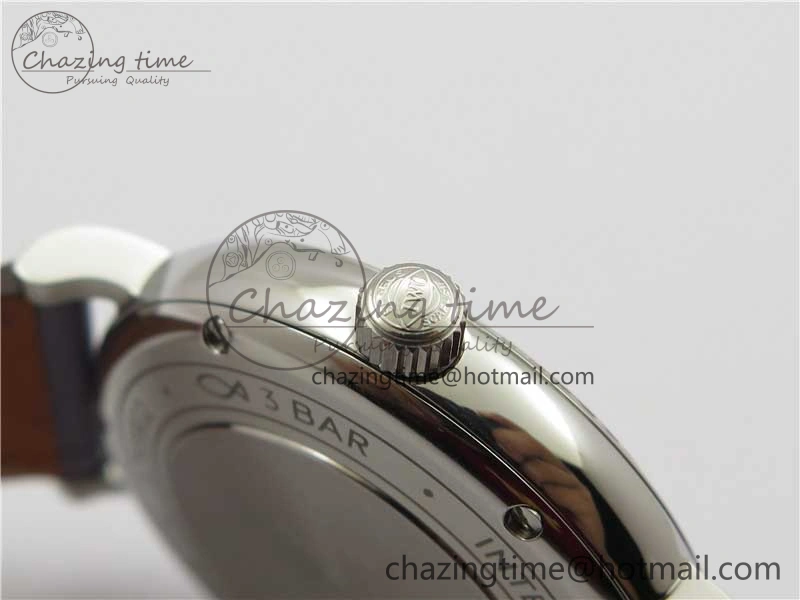 ModernLook Portofino 37mm SS V7F 1:1 Best Edition Gray Dial Diamonds Bezel on Gray Leather Strap A 10442