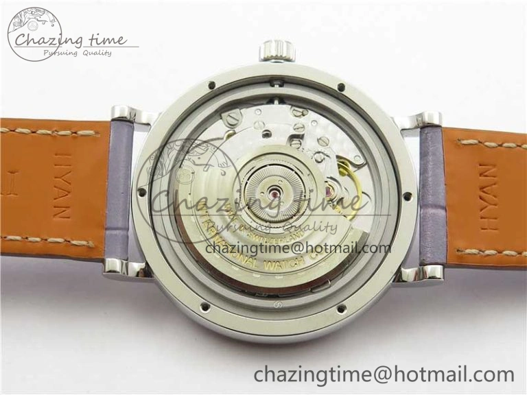 ModernLook Portofino 37mm SS V7F 1:1 Best Edition Gray Dial Diamonds Bezel on Gray Leather Strap A 10442