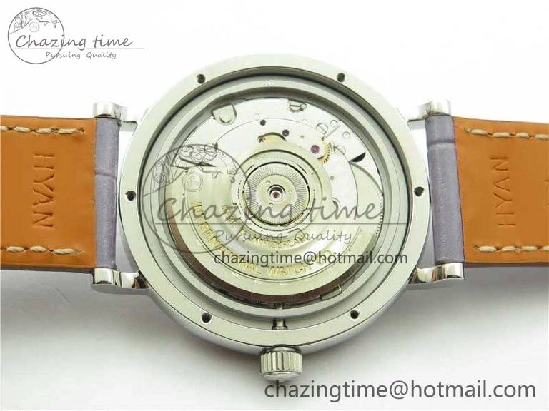 ModernLook Portofino 37mm SS V7F 1:1 Best Edition Gray Dial Diamonds Bezel on Gray Leather Strap A 10442