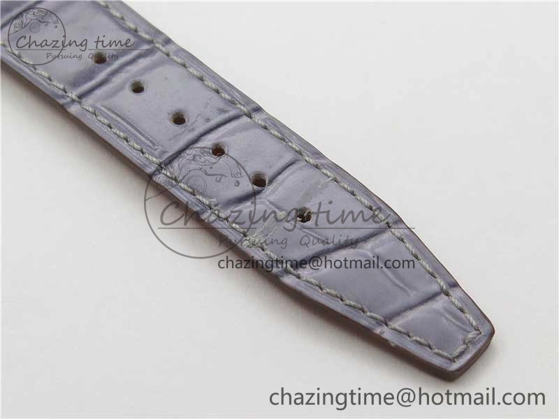 ModernLook Portofino 37mm SS V7F 1:1 Best Edition Gray Dial Diamonds Bezel on Gray Leather Strap A 10442
