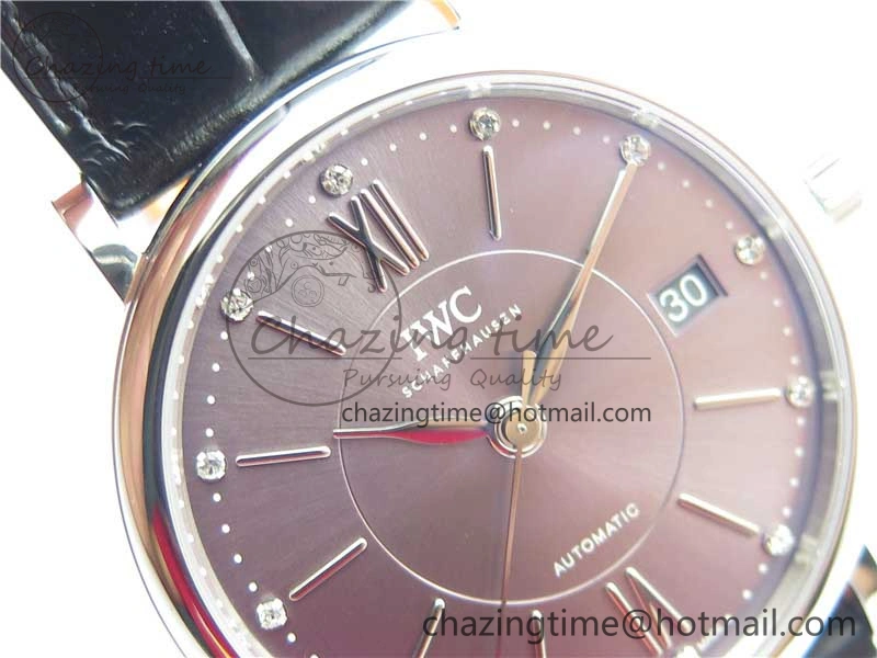 Soft Portofino 37mm SS V7F 1:1 Best Edition Gray Dial on Black Leather Strap A 7094