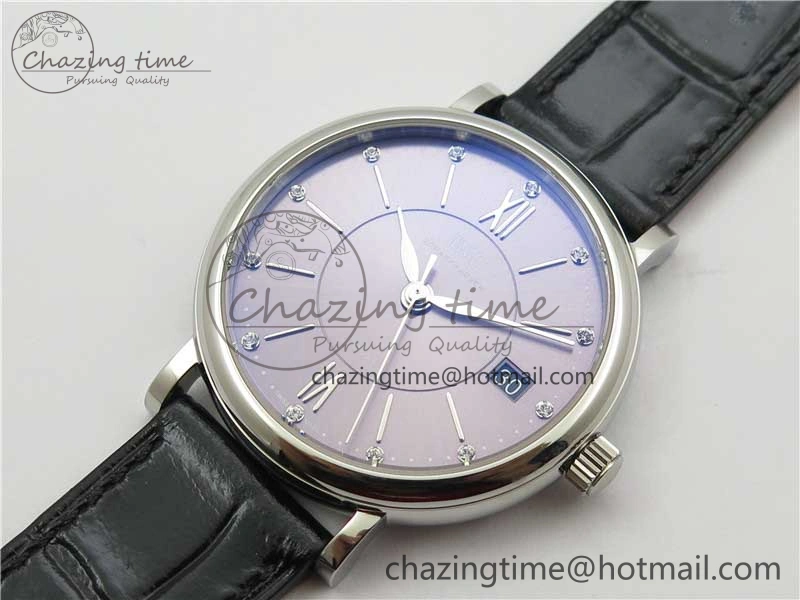 Soft Portofino 37mm SS V7F 1:1 Best Edition Gray Dial on Black Leather Strap A 7094