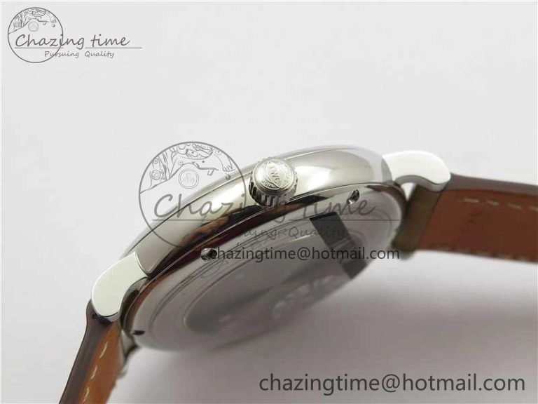 Reliable Portofino 37mm SS V7F 1:1 Best Edition White Dial on Light Brown Leather Strap A 10440