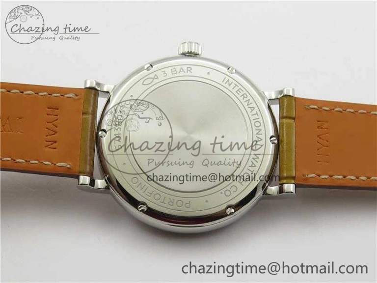 Reliable Portofino 37mm SS V7F 1:1 Best Edition White Dial on Light Brown Leather Strap A 10440