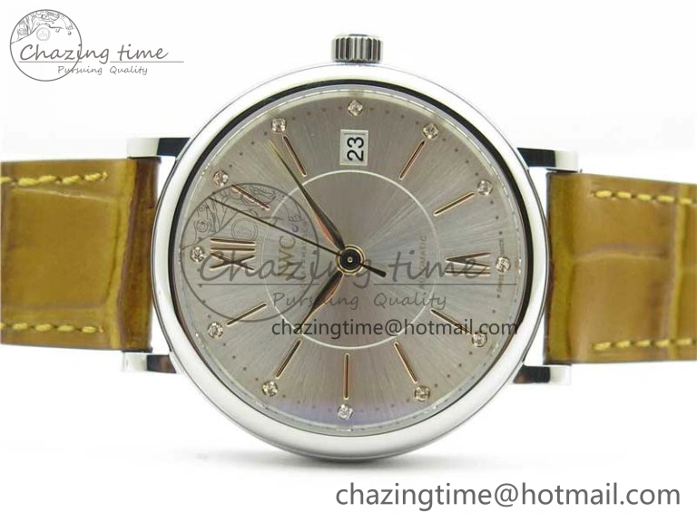 Reliable Portofino 37mm SS V7F 1:1 Best Edition White Dial on Light Brown Leather Strap A 10440