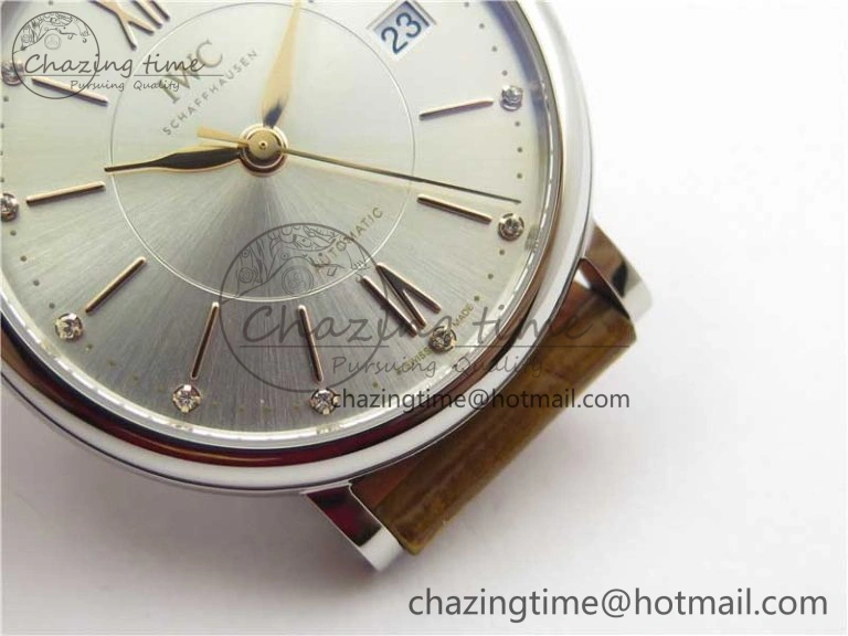 Reliable Portofino 37mm SS V7F 1:1 Best Edition White Dial on Light Brown Leather Strap A 10440
