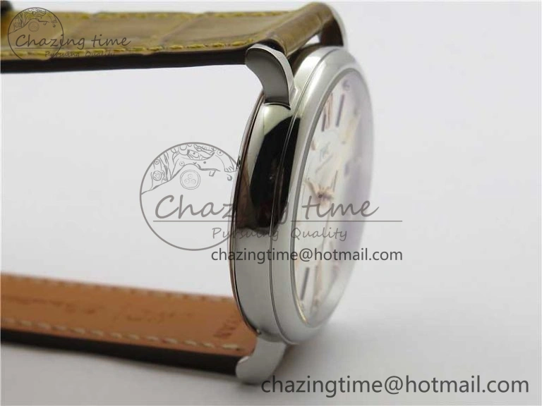 Reliable Portofino 37mm SS V7F 1:1 Best Edition White Dial on Light Brown Leather Strap A 10440