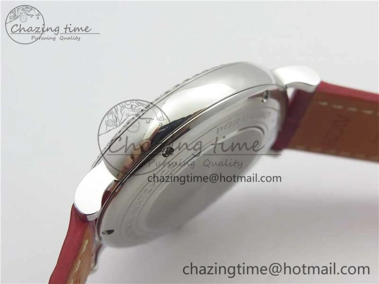 Portofino Automatic 37 SS M+F 1:1 Best Edition Silver Dial RG Markers on Red Crocodile Strap A ModernLook 10560