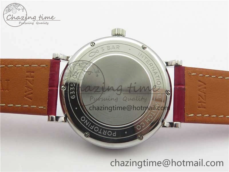 Portofino Automatic 37 SS M+F 1:1 Best Edition Silver Dial RG Markers on Red Crocodile Strap A ModernLook 10560